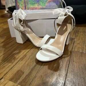 Elegant White Block Heel Sandals